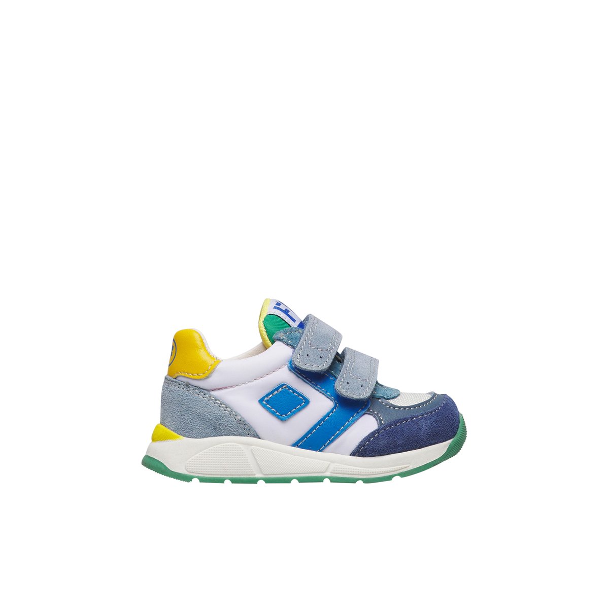 Sneakers en cuir et tissu NORALIS VL. bleu-blanc, FALCOTTO