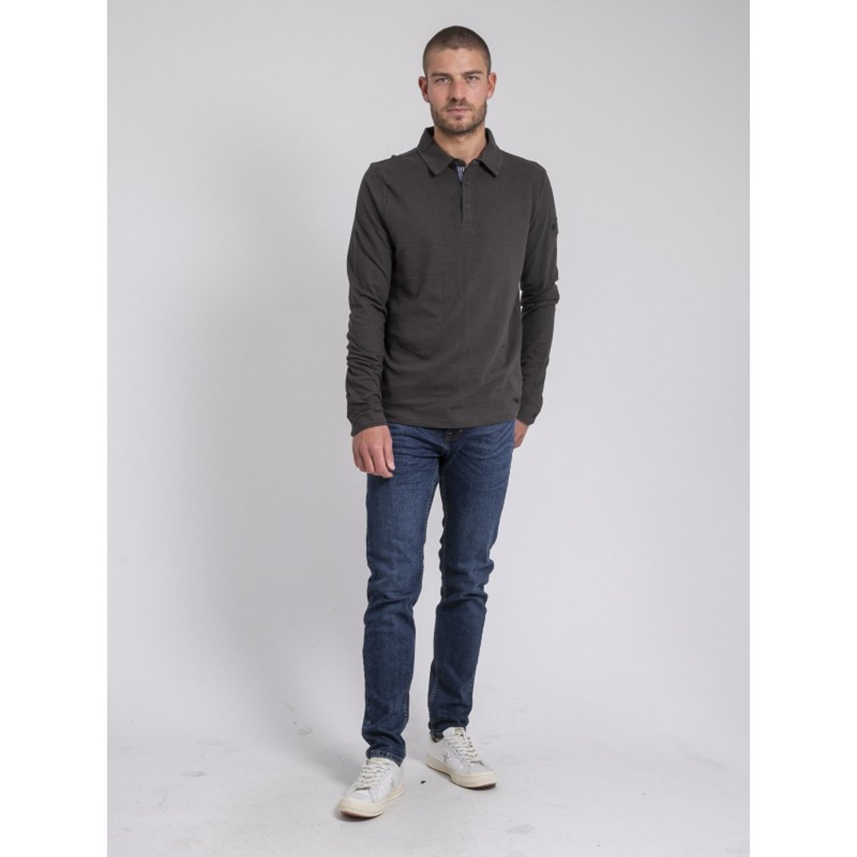 Polo Manches Longues Pur Coton Pilka gris, RITCHIE