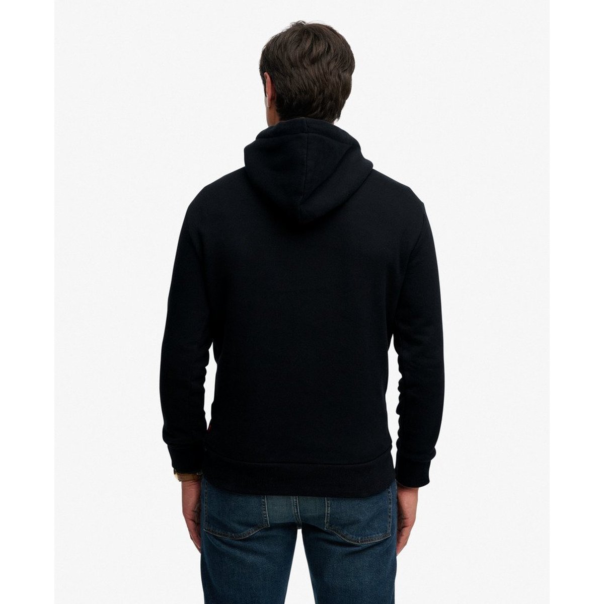 Sweat à capuche Records coupe décontractée noir, SUPERDRY