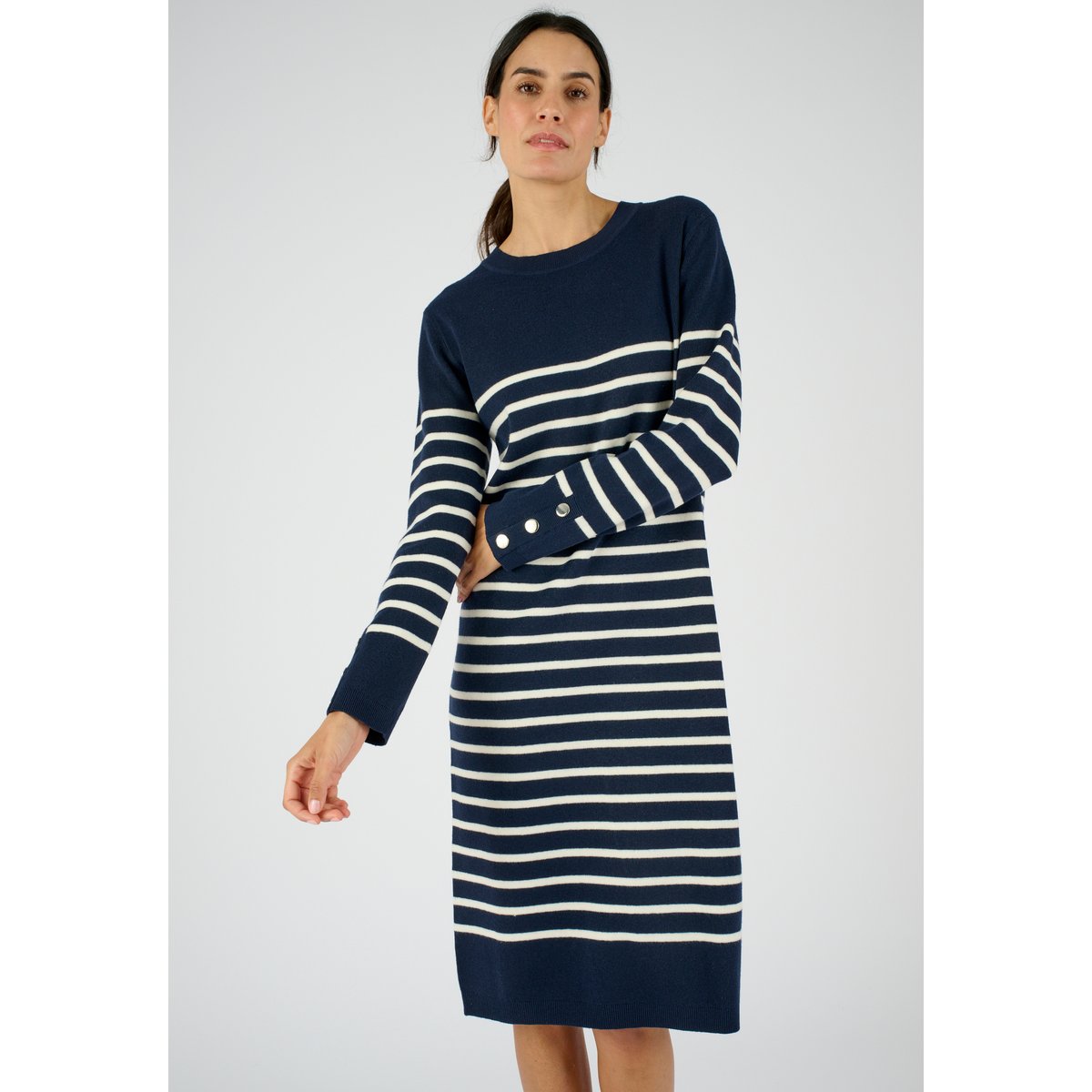 Robe-pull esprit marinière Thermolactyl bleu marine rayé, DAMART