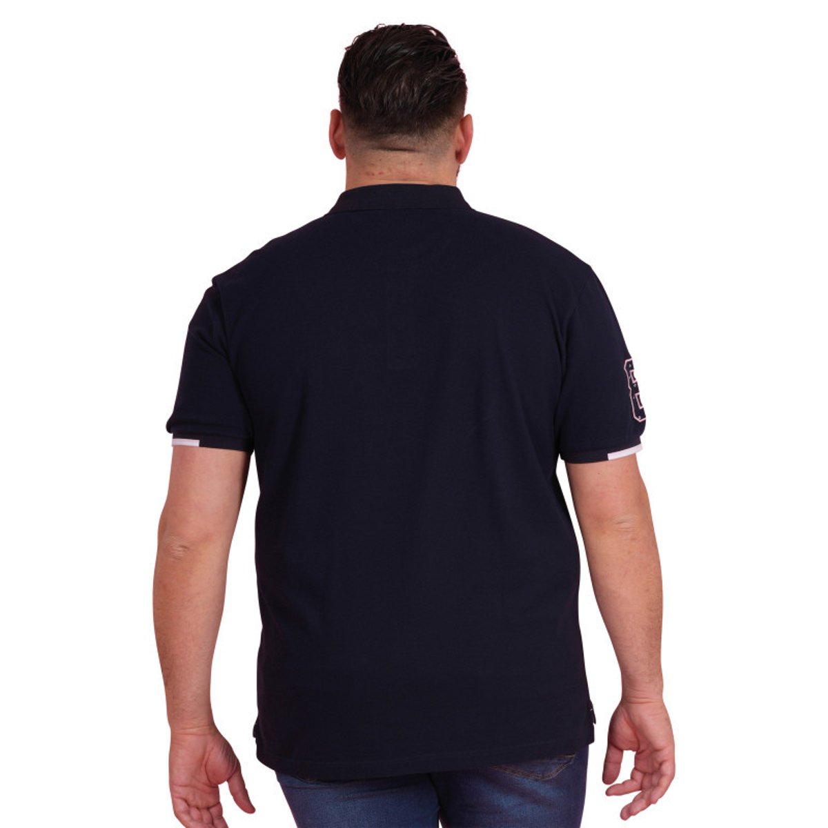 Polo en coton marine uni pourvu d'une coupe droite et d'un col boutonné bleu foncé, RUCKFIELD
