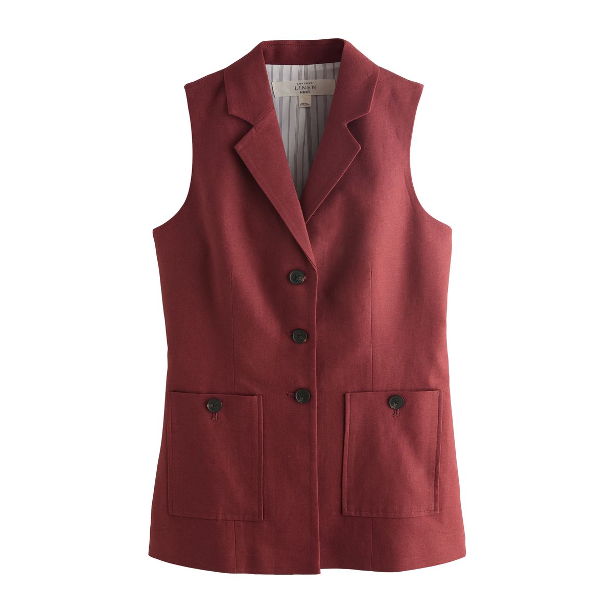 Gilet de costume en lin majoritaire avec col marron rouille, NEXT