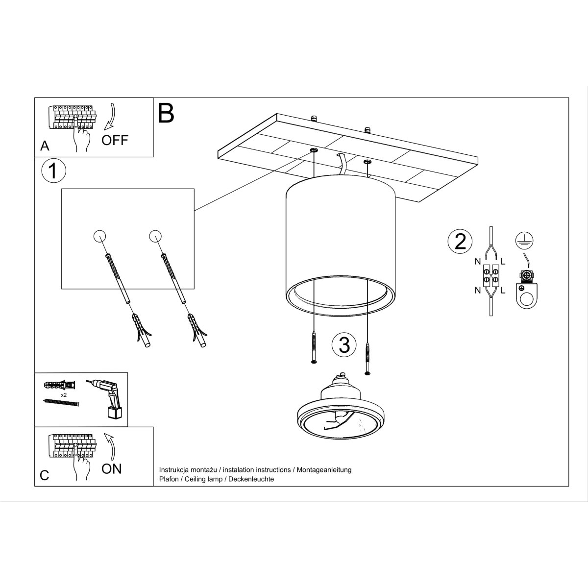 Plafonnier Céramique Blanc GU10/ES111 1 Kalu blanc, EDEN