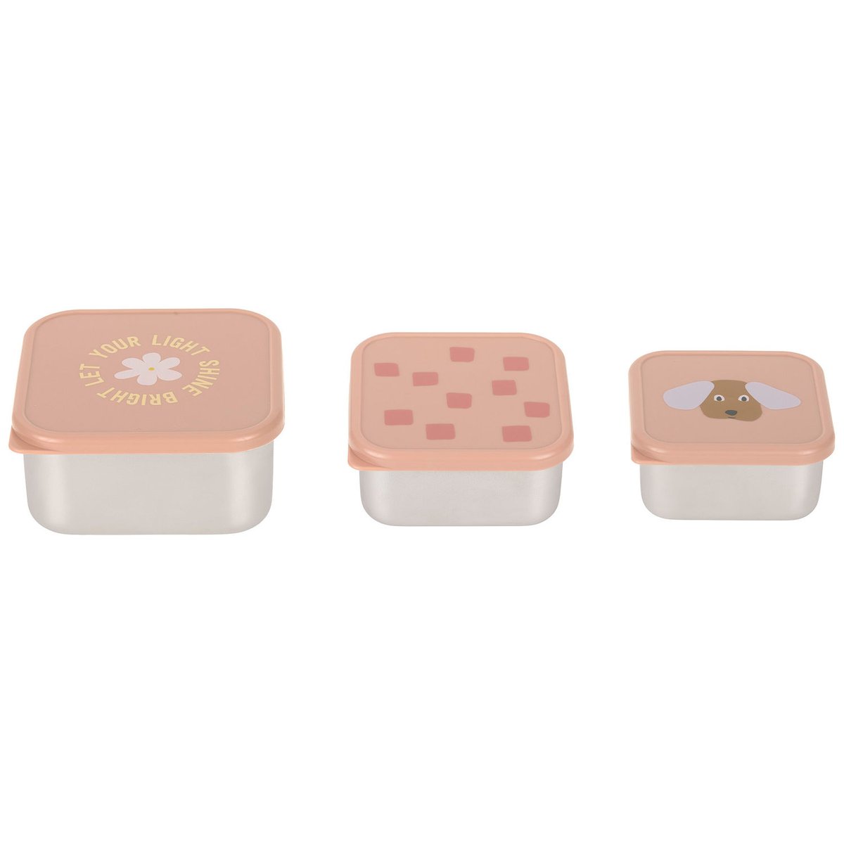 Lot de 3 boîtes à goûter rose, LASSIG