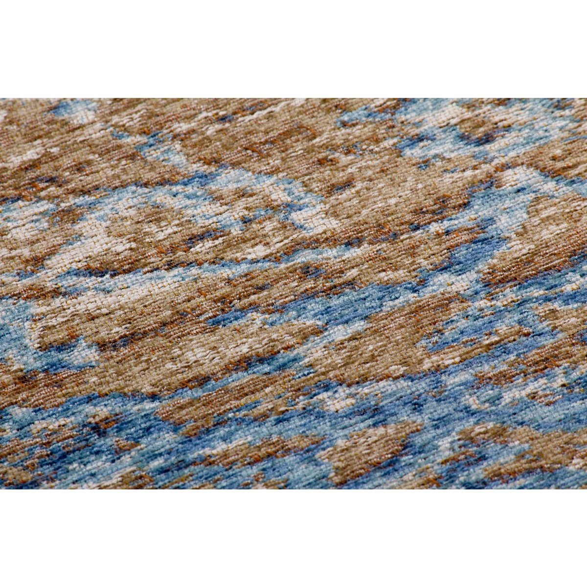 Tapis tissé à la main rectangulaire bleu, beige, ARTE ESPINA