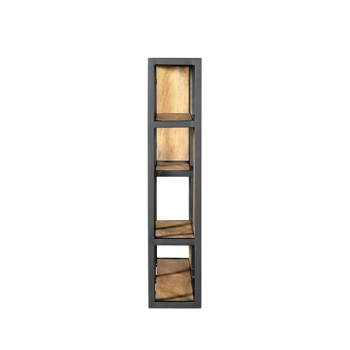 Etagère murale design carré bois clair métal noir RIVANO bois naturel, PIER IMPORT
