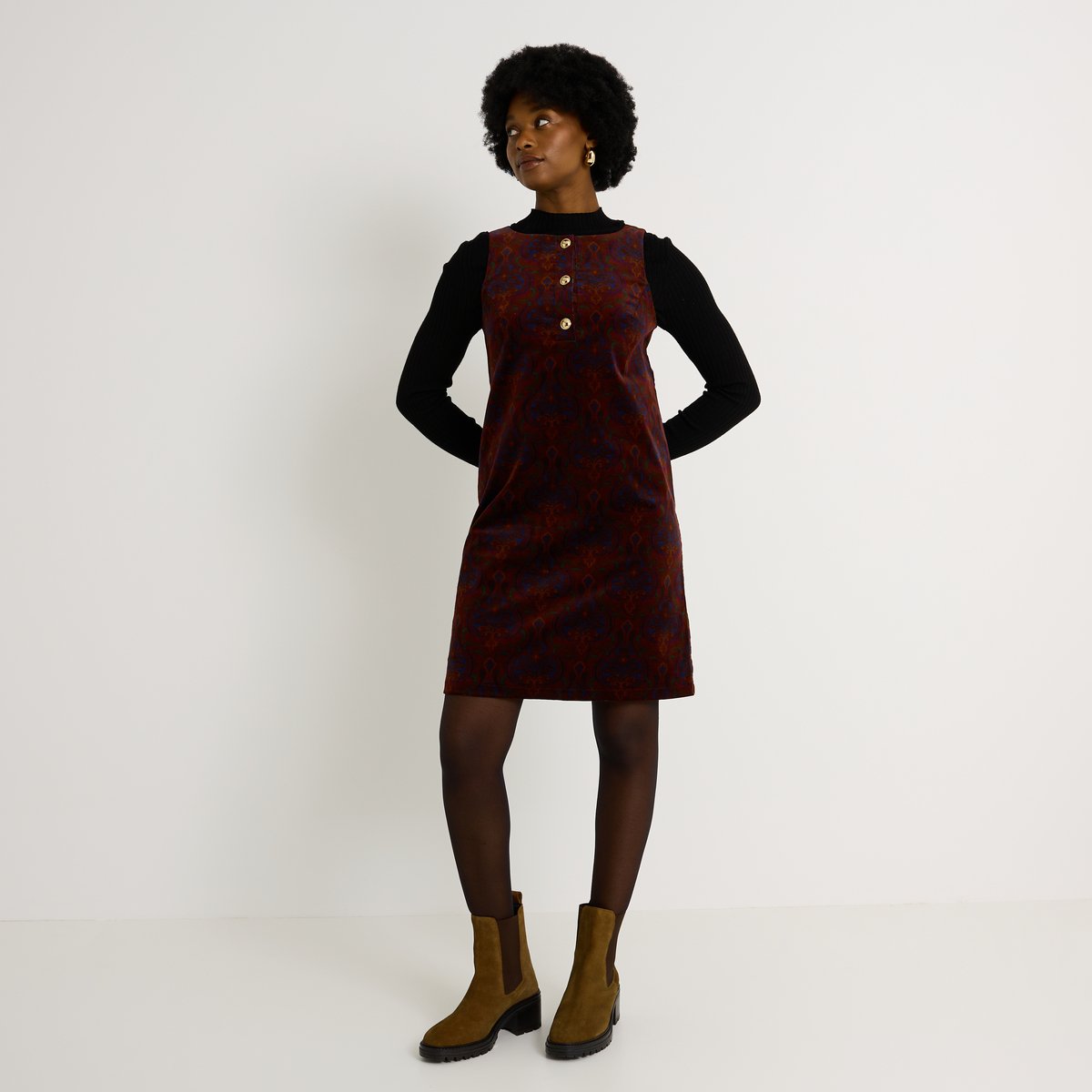 Robe en velours sans manches orange bordeaux, GRAIN DE MALICE