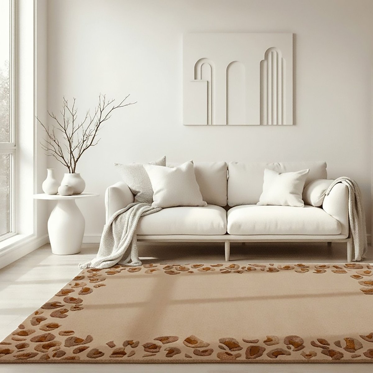 Tapis en laine LEOPARD FRAME beige, FLAIR RUGS