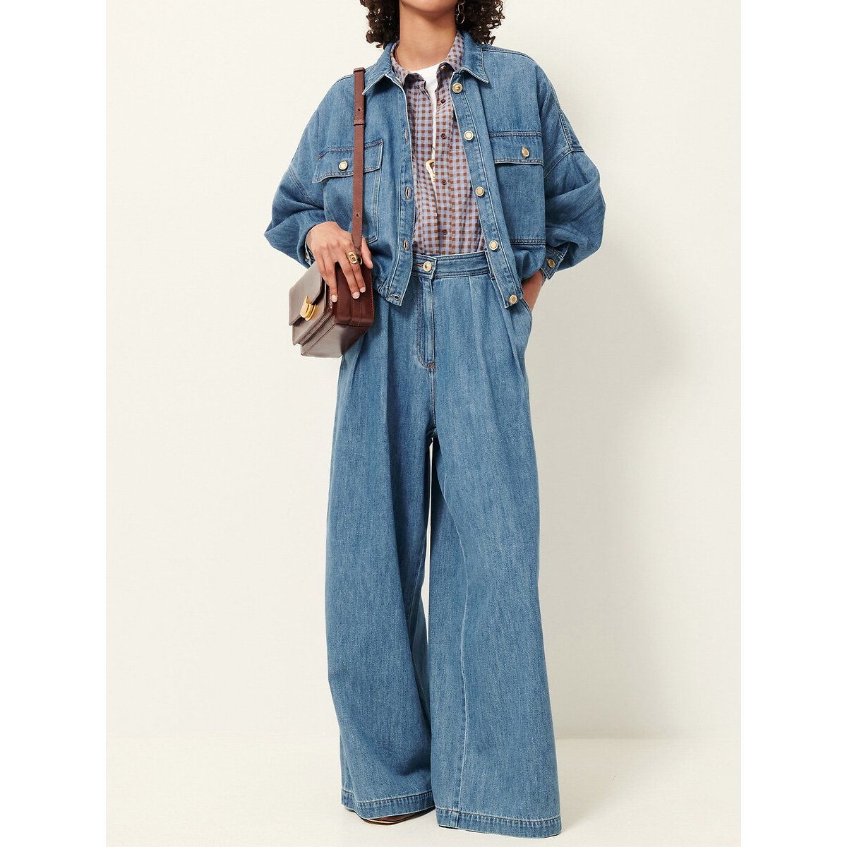 Veste courte en denim à manches longues et base coulissante, CAZANIM denim bleu, SESSUN