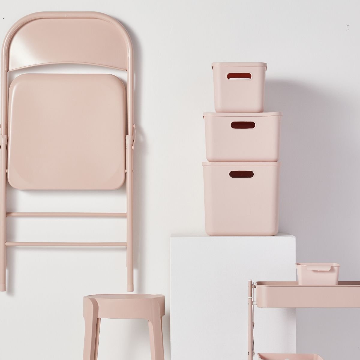 Panier de rangement avec couvercle plastique EQUIPMENT rose, UTILITY