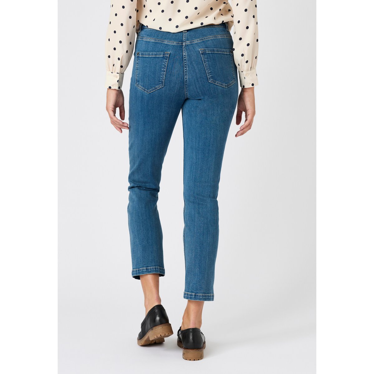 Jean droit 7/8ème Perfect Fit bleu denim moyen, DAMART