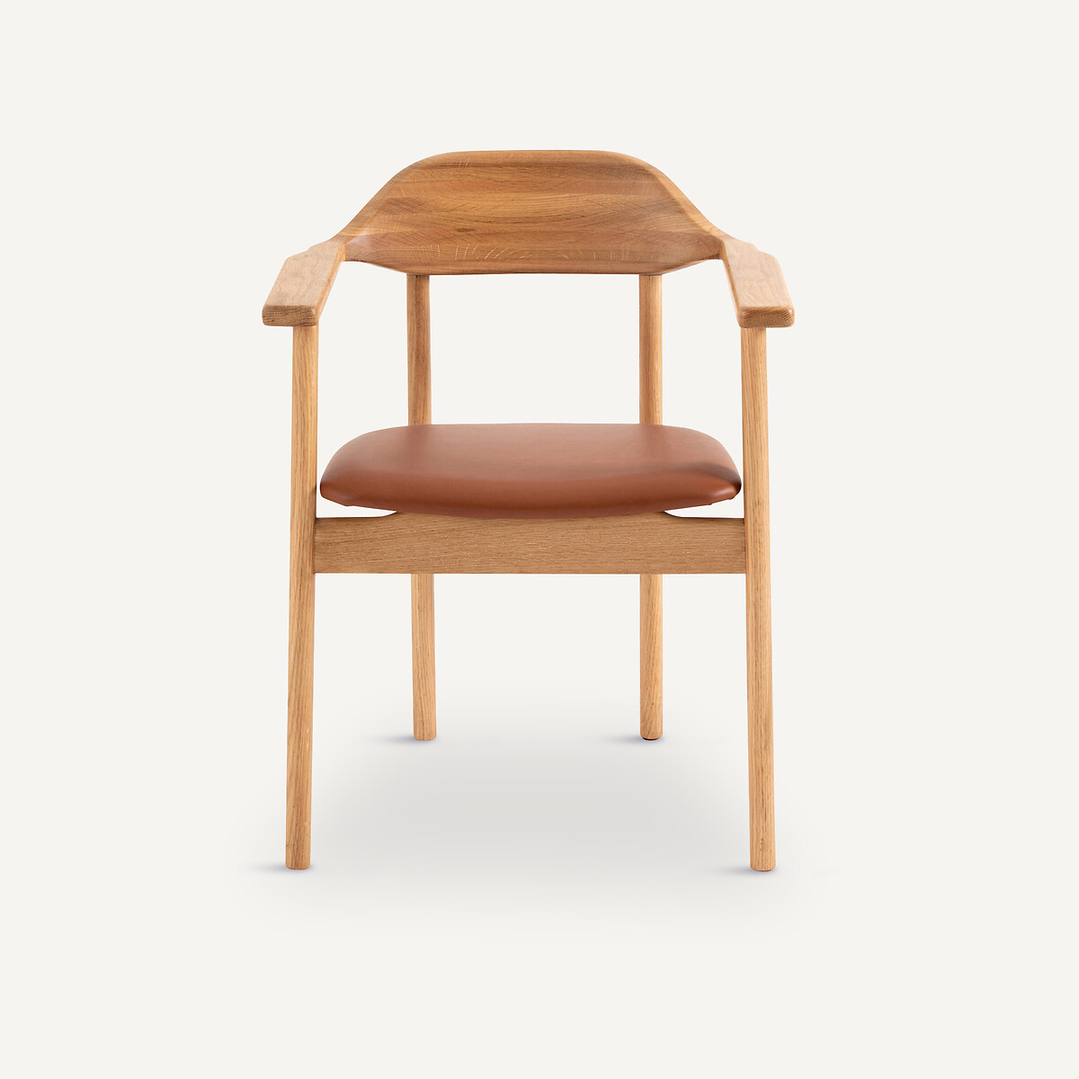 Fauteuil de table chêne, plaqué et cuir Arié chêne naturel, AM.PM