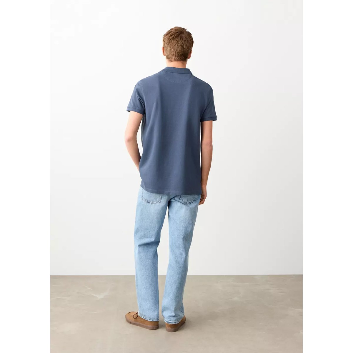 Polo coton manches courtes bleu marine, MANGO TEEN