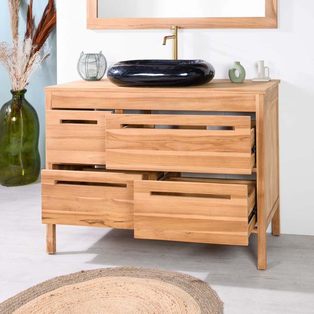 Meuble sous vasque en teck Sira 120cm naturel, WANDA COLLECTION