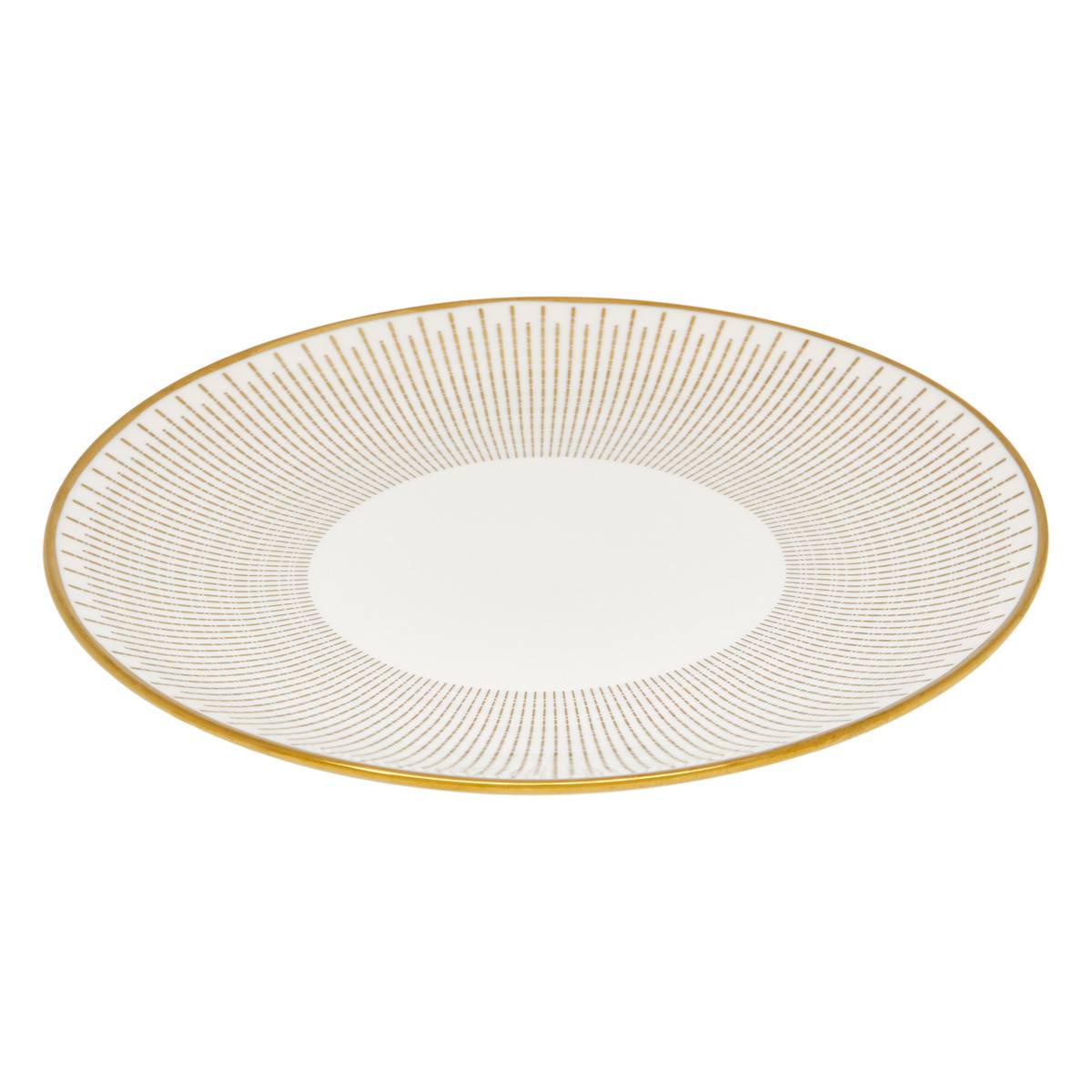 Assiette dessert ronde en porcelaine LUNIS doré, ATMOSPHERA