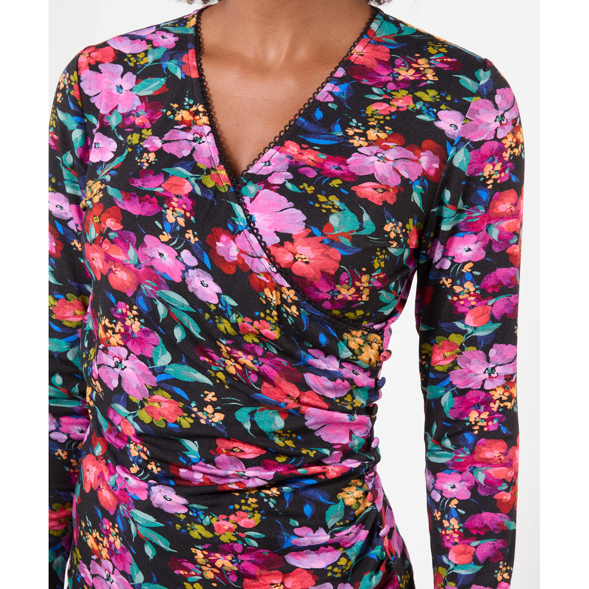Henley Cache-Cœur en Jersey Imprimé Floral multicolore, JOE BROWNS