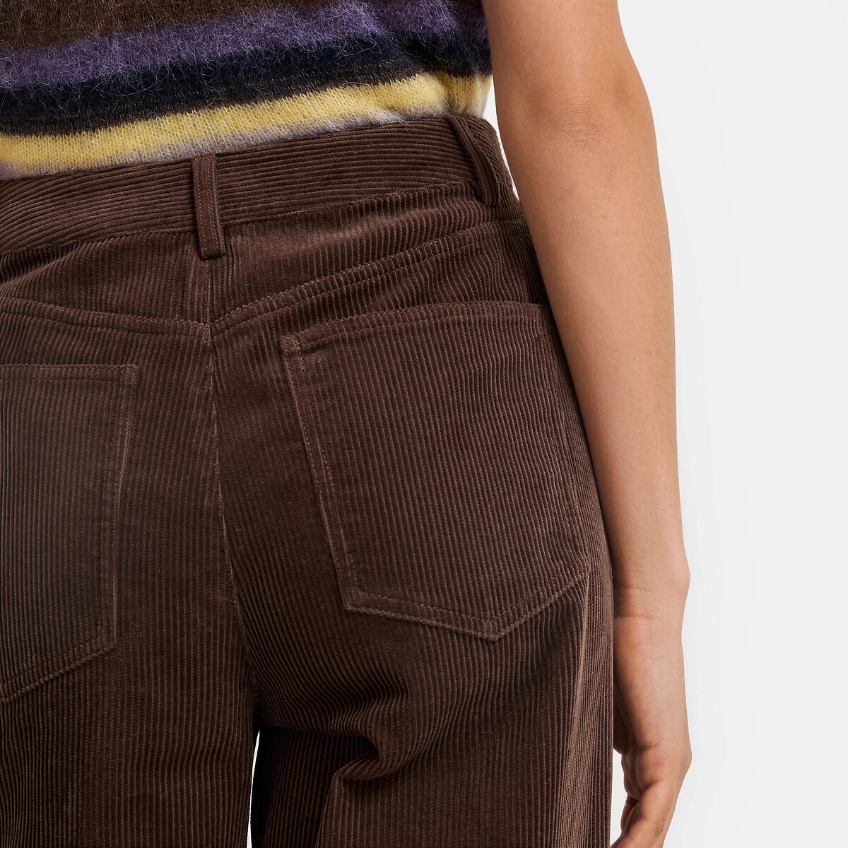 Pantalon large en velours côtelé marron, LA REDOUTE COLLECTIONS