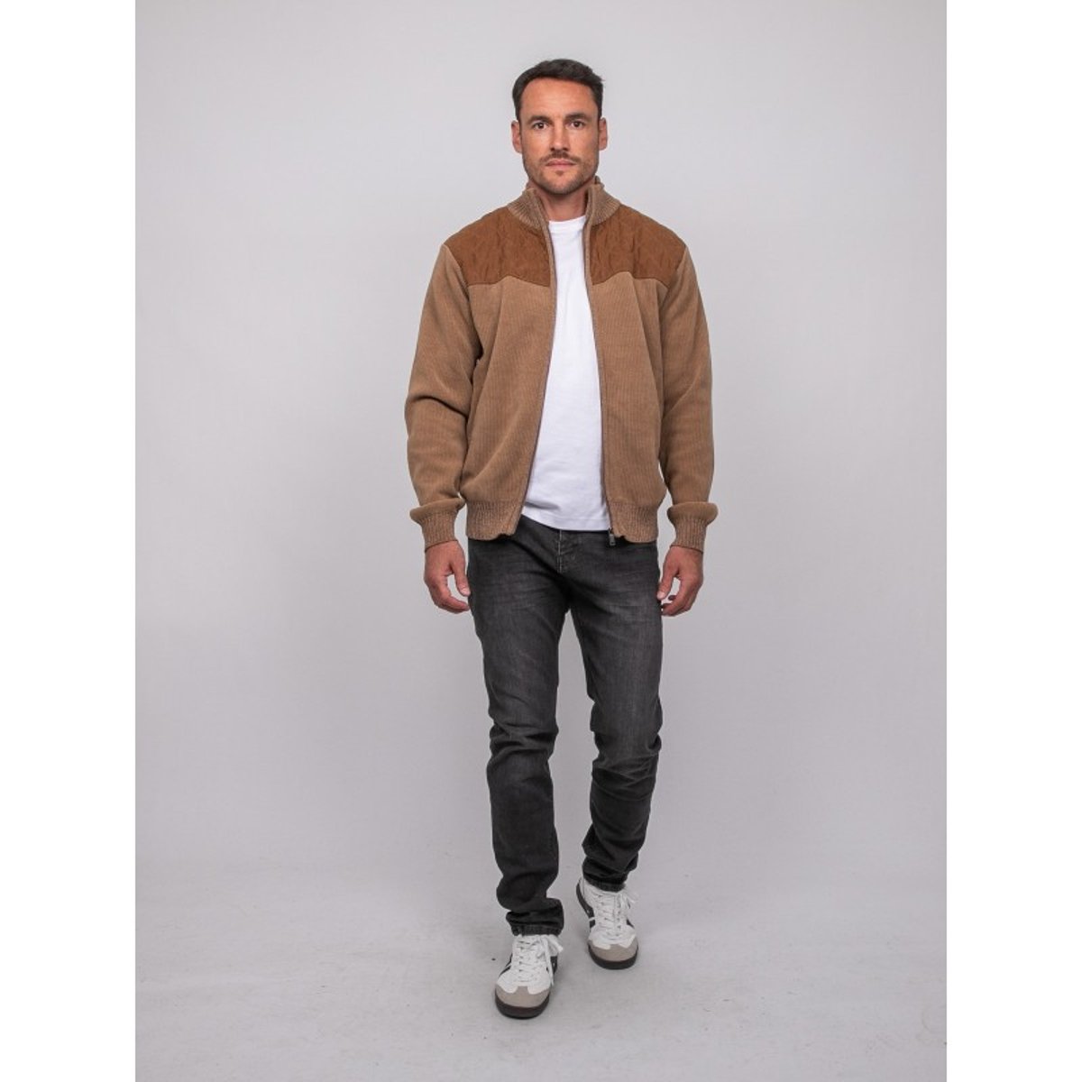 Gilet Chenille Zippé Lerotof beige, RITCHIE