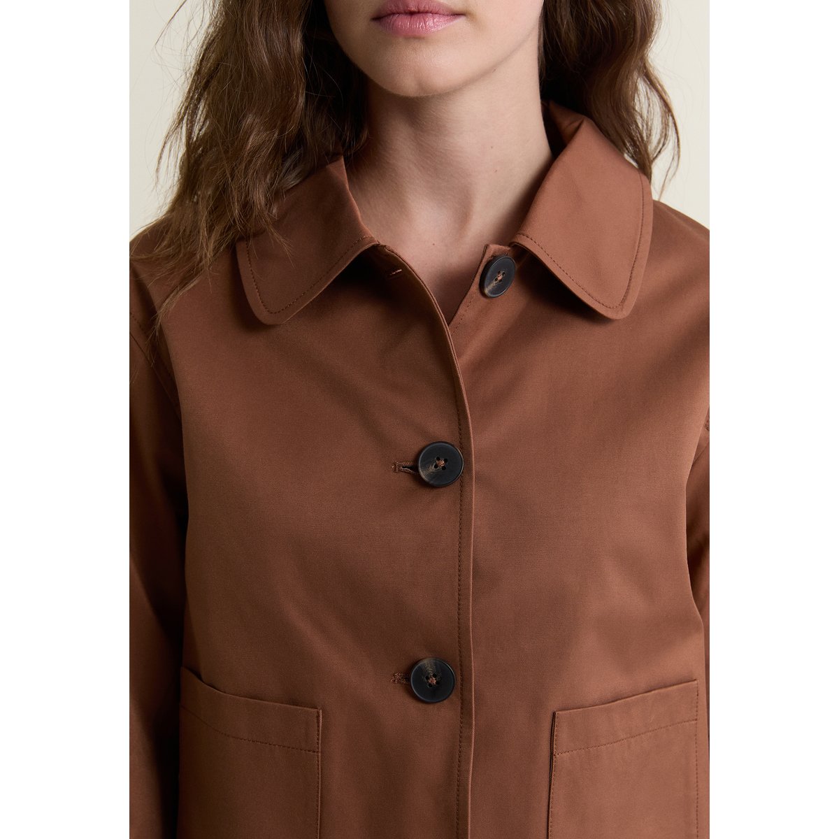 Veste courte avec coton VERA chocolat, ETAM