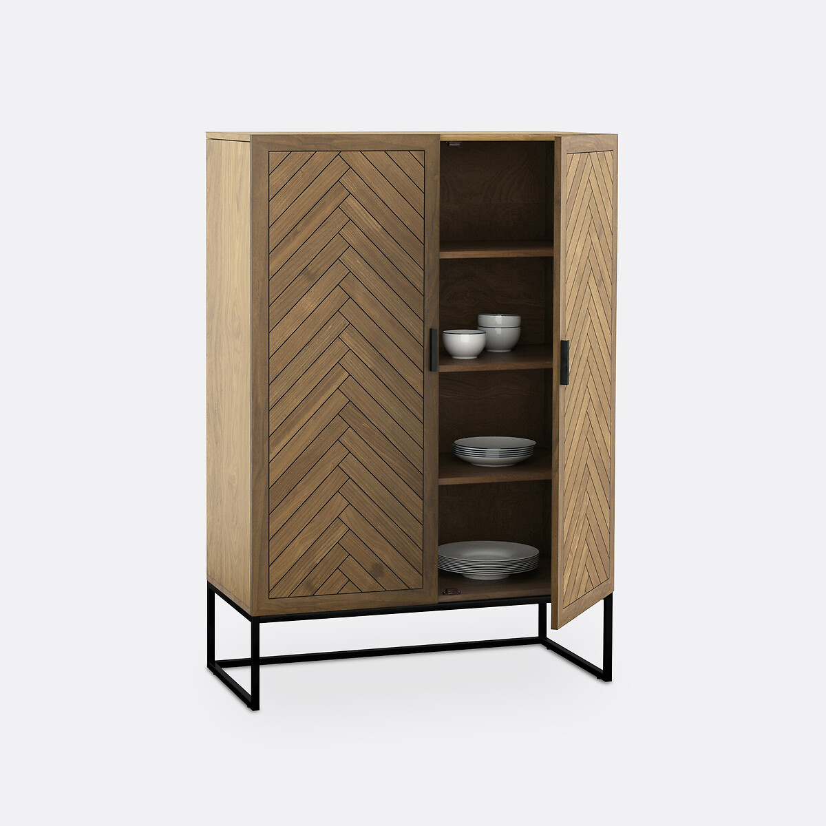 2-deurs dressoir, grenenfineer, Nottingham dennenhout met waslaagje, LA REDOUTE INTERIEURS