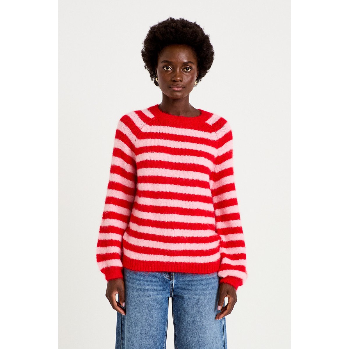Pull ample col rond manches longues rouge, CACHE CACHE