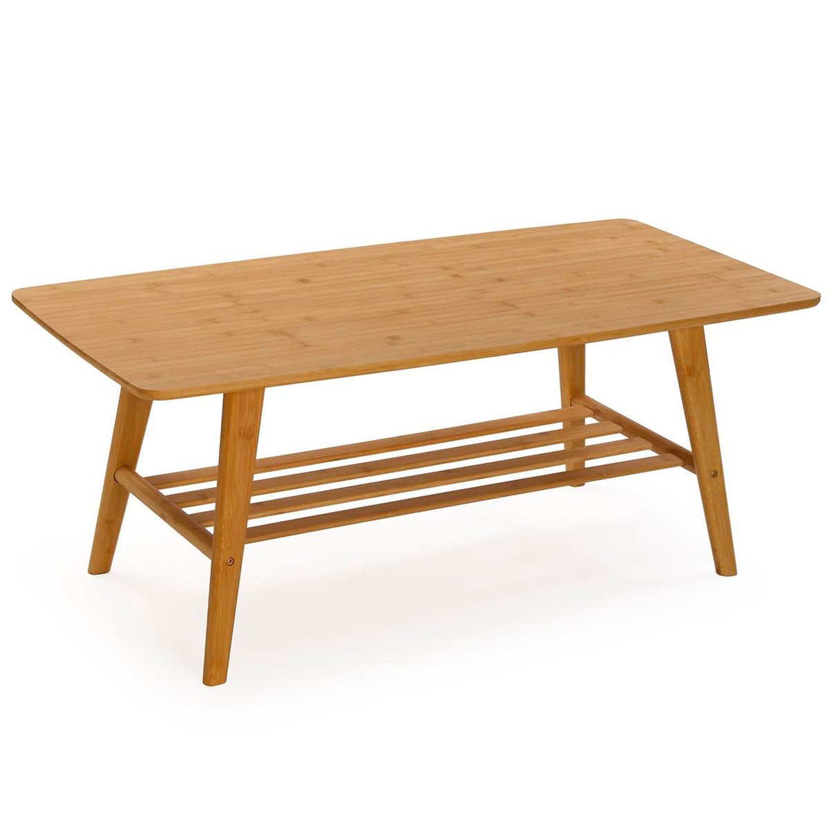 Table basse bambou rectangulaire 2 plateaux 100x40x40cm bois, VERSA
