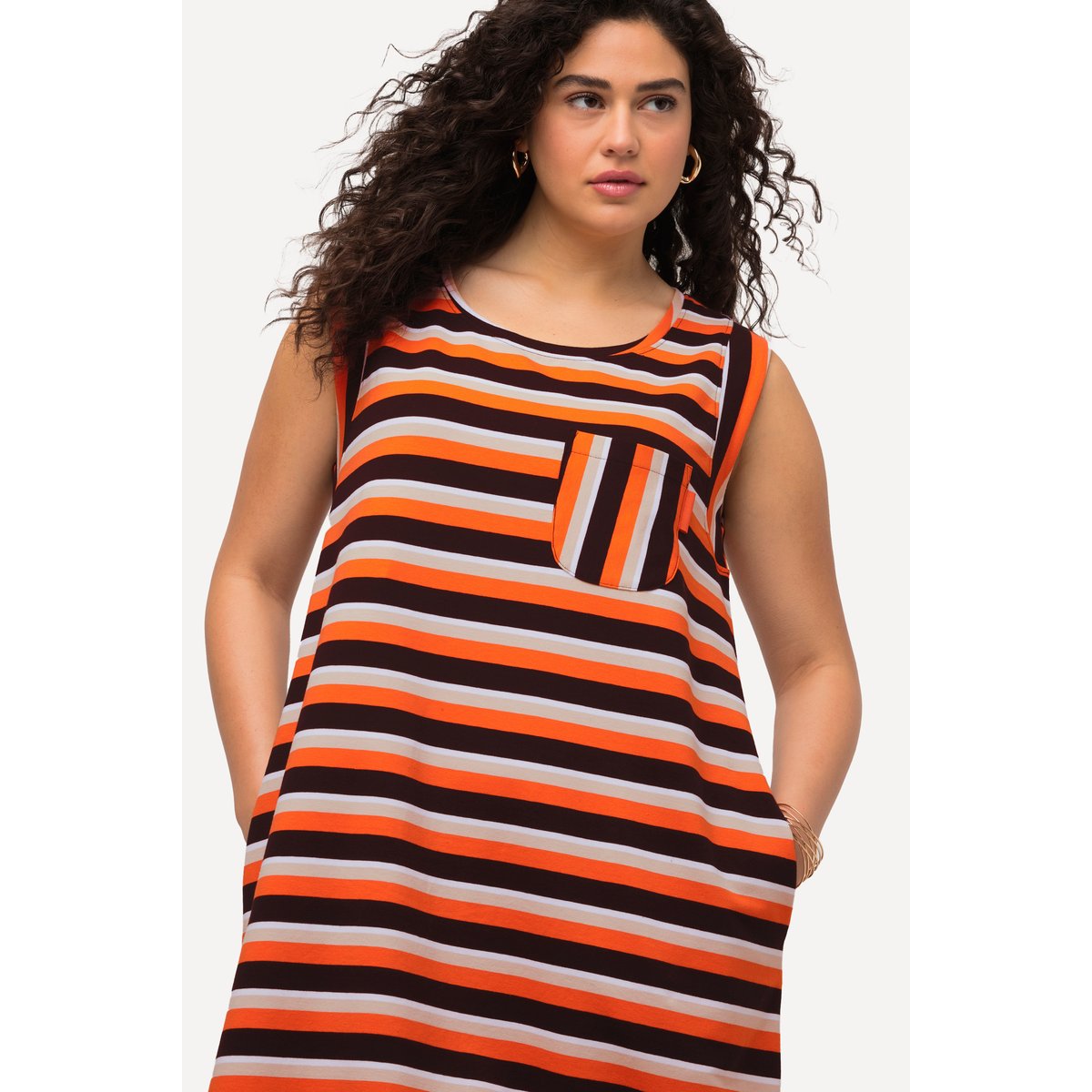 Robe en molleton à col rond mandarine, ULLA POPKEN