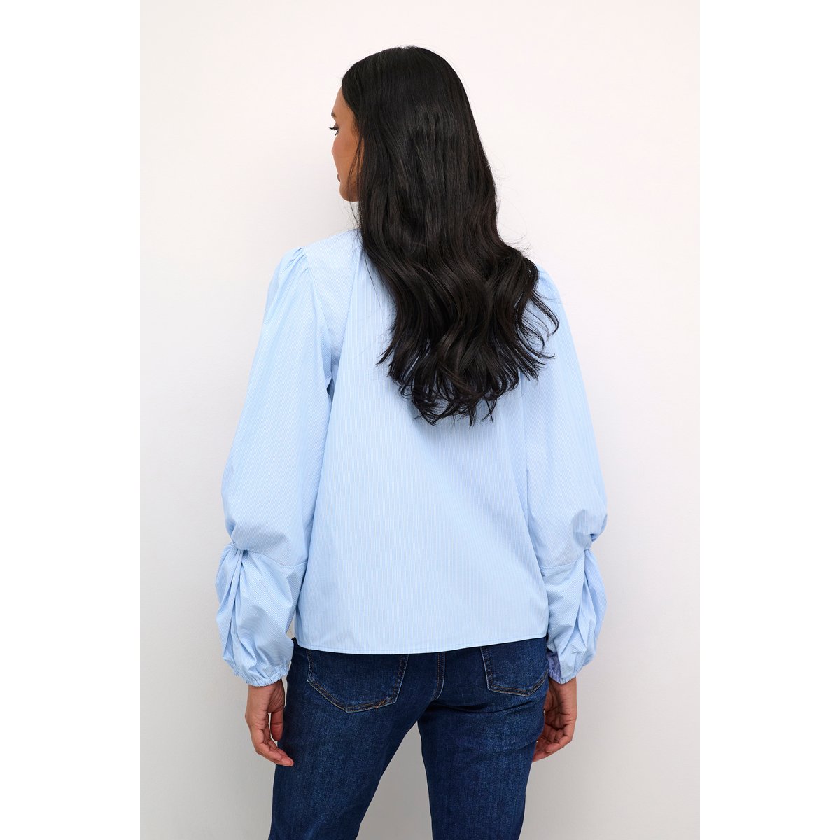 Blouse with long sleeve bleu/blanc rayures, KAFFE