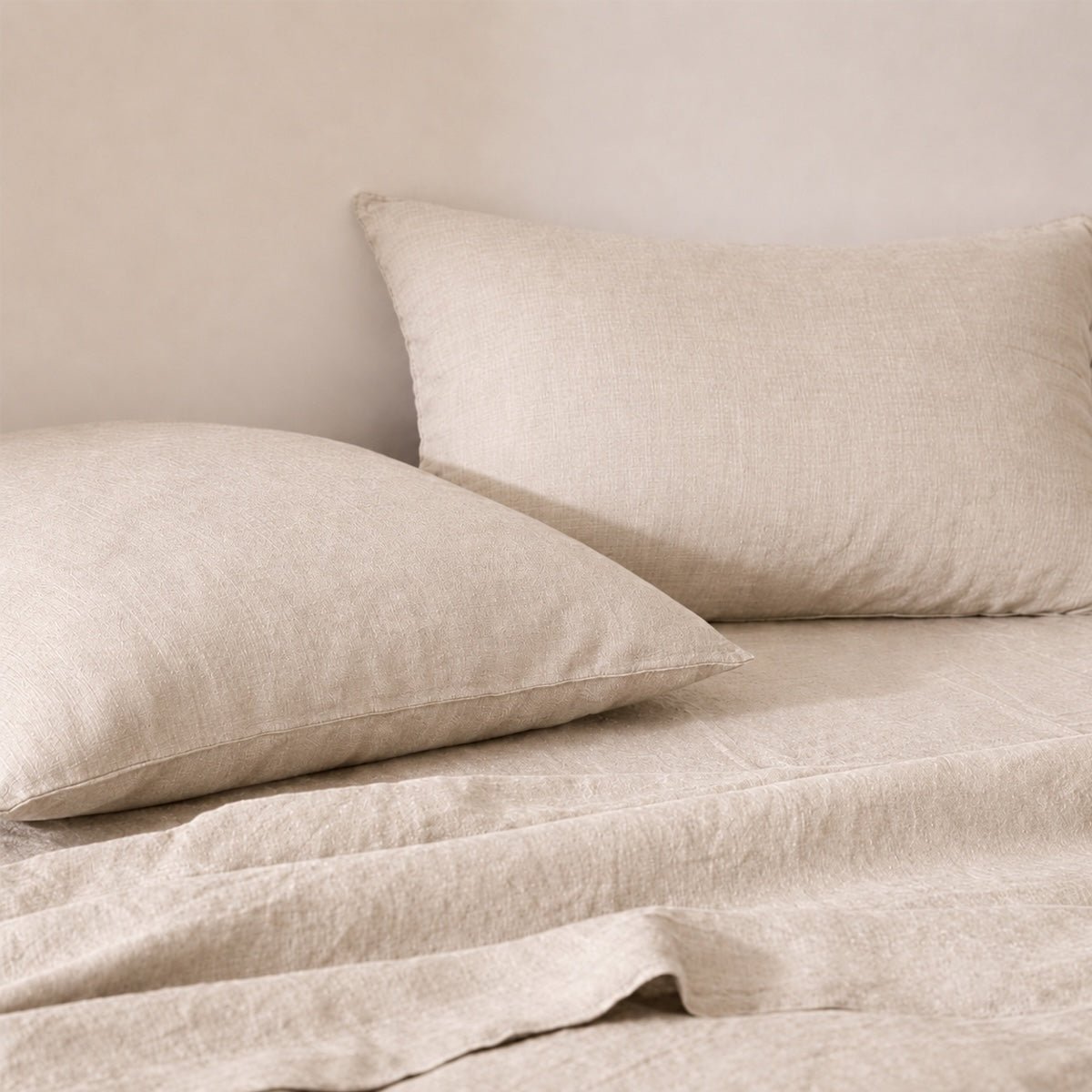 Taie d'oreiller (x2) lin lavé ADELE Made in Europe beige clair, FEBRONIE