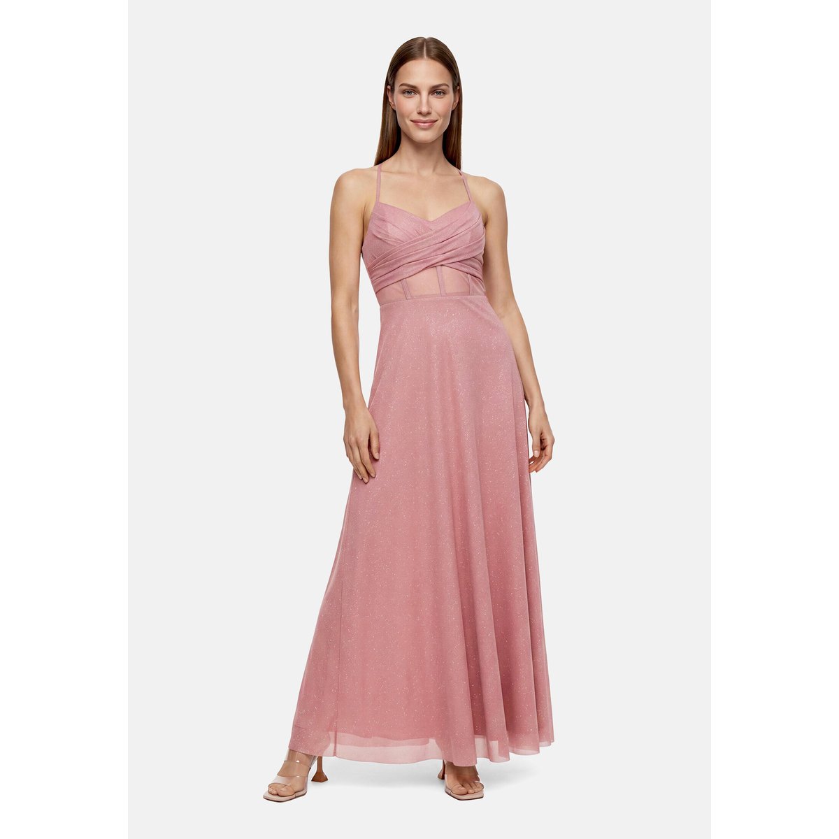 Robe de soirée au look scintillant rosé/silver, VERA MONT