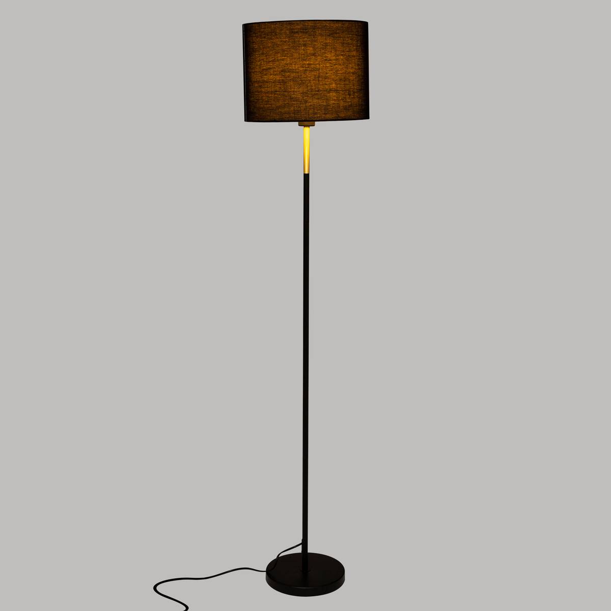 Lampadaire droit métal abat-jour noir JULE noir, ATMOSPHERA