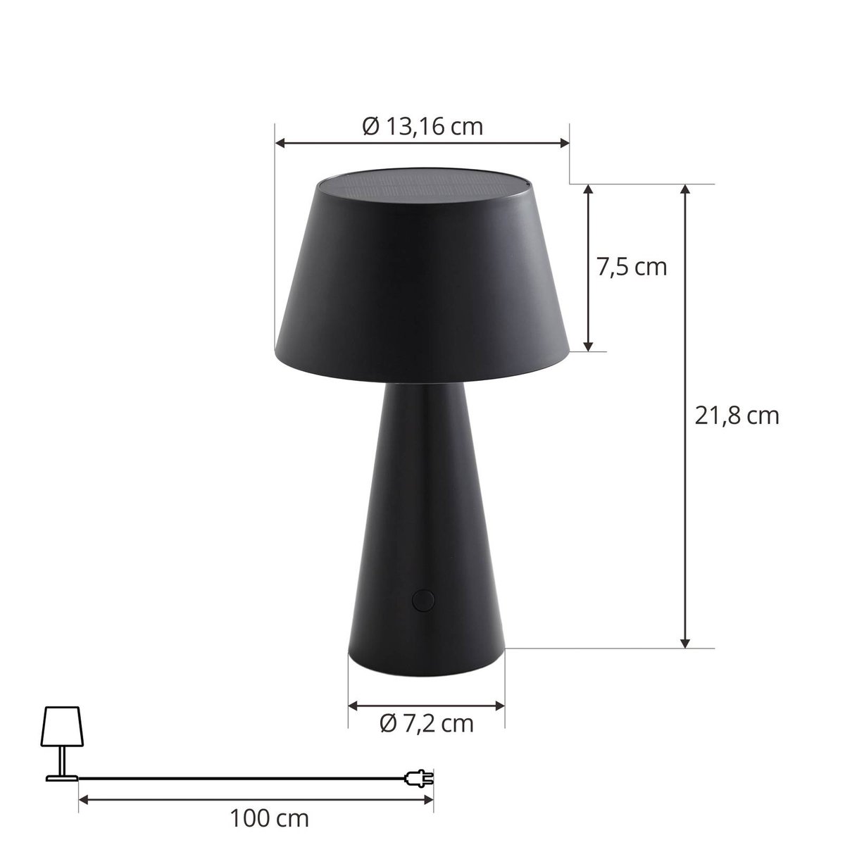 Lampe solaire moderneLED, Lirinor noir, LINDBY