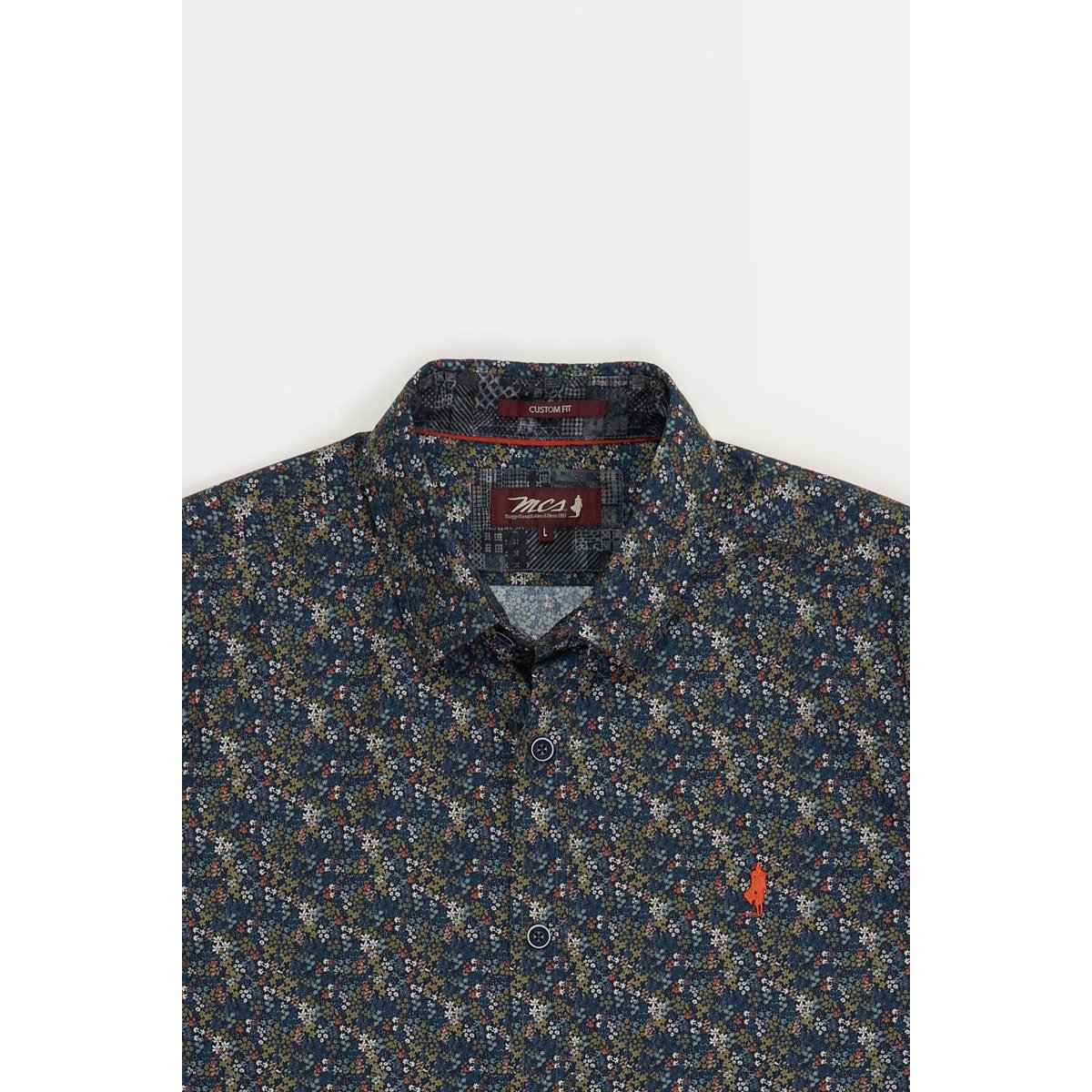 Chemise imprimée motif petites fleurs bleu marine, MCS