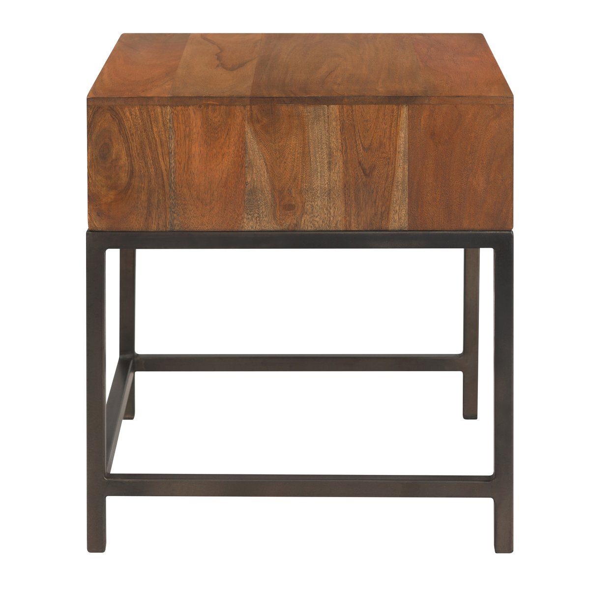 Table de chevet 1 tiroir en bois d'acacia recyclé - KRABI bois foncé, MAISON PAVANE