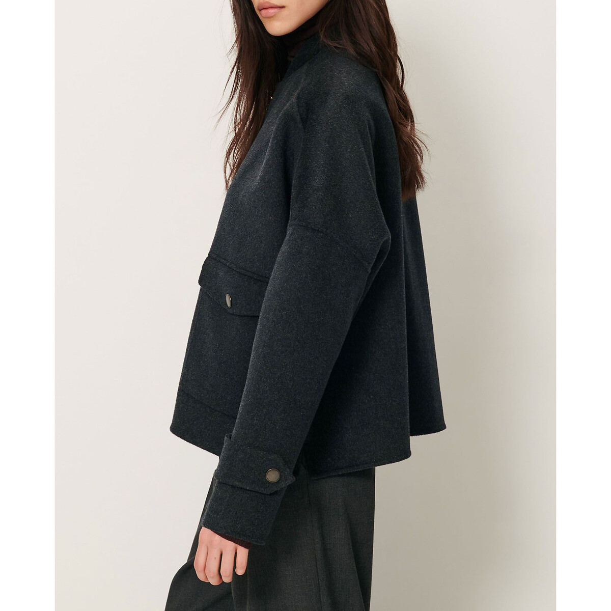Manteau court en laine mélangée YALEPARK gris foncé, SESSUN