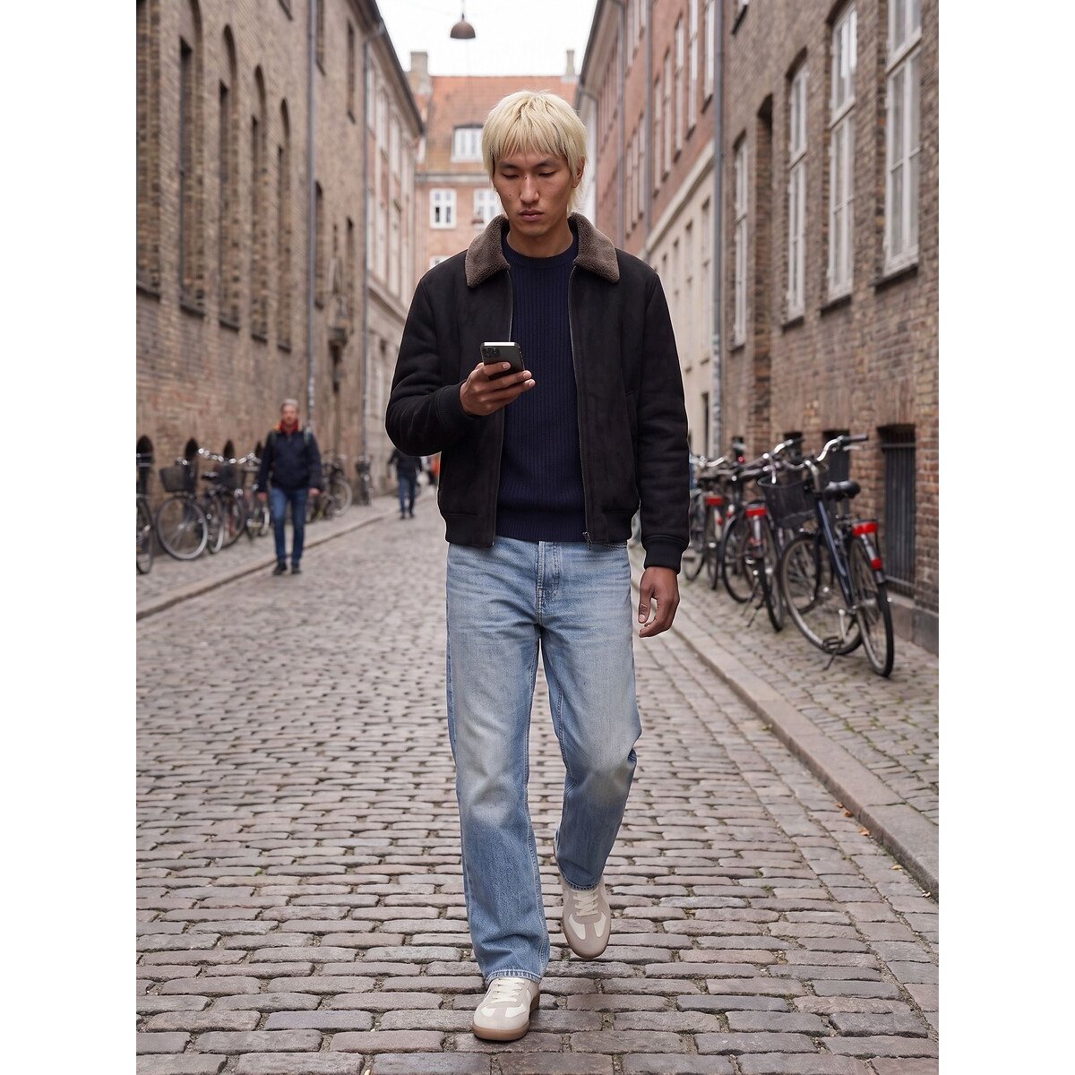 Pull col rond bleu marine, JACK & JONES