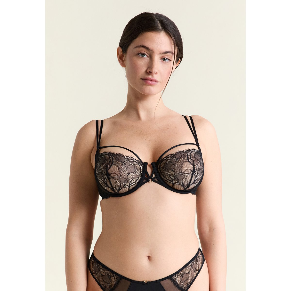 Soutien-gorge N.9 - Balconnet en dentelle et liens VERTIGE noir, ETAM