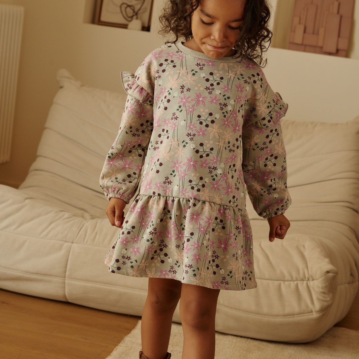 Robe enfant en molleton Misti kaki, PETIT BEGUIN