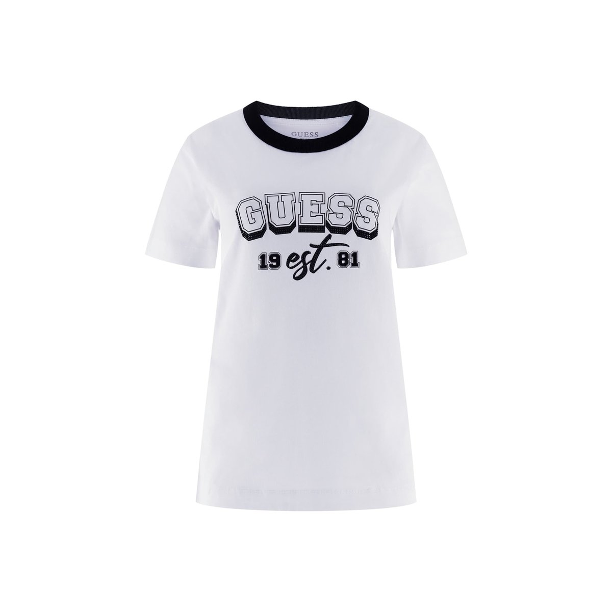 T-Shirt Logo Strass blanc, GUESS