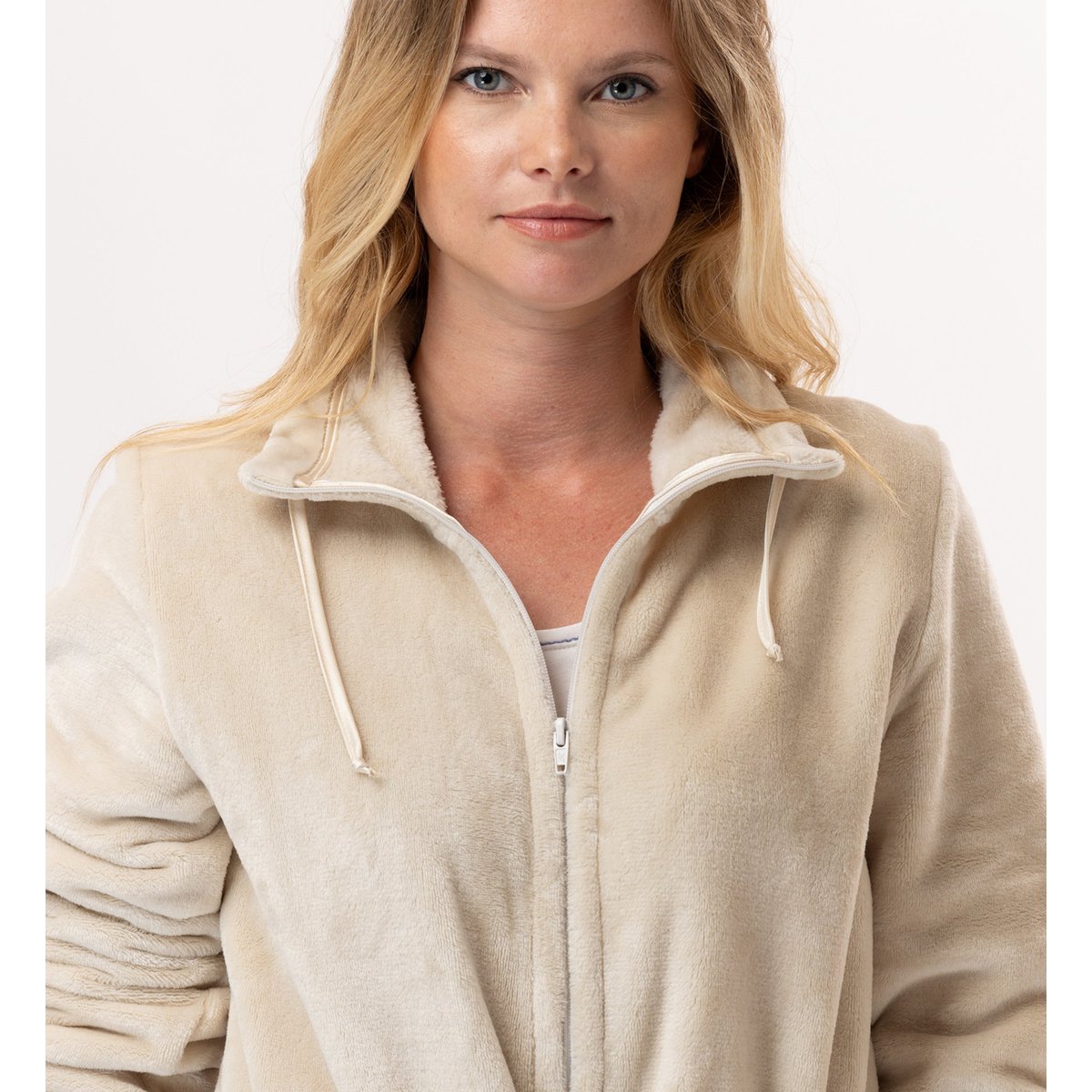 Veste zippée en peluche flanelle ESSENTIEL H53B beige, LE CHAT