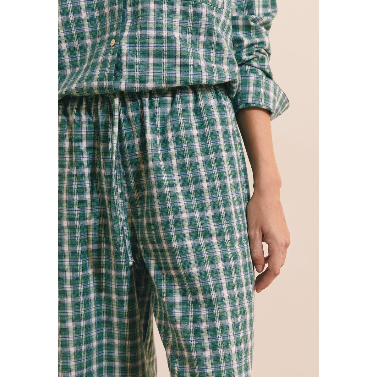 Pantalon de pyjama à carreaux en coton ROSETTA vert, ETAM