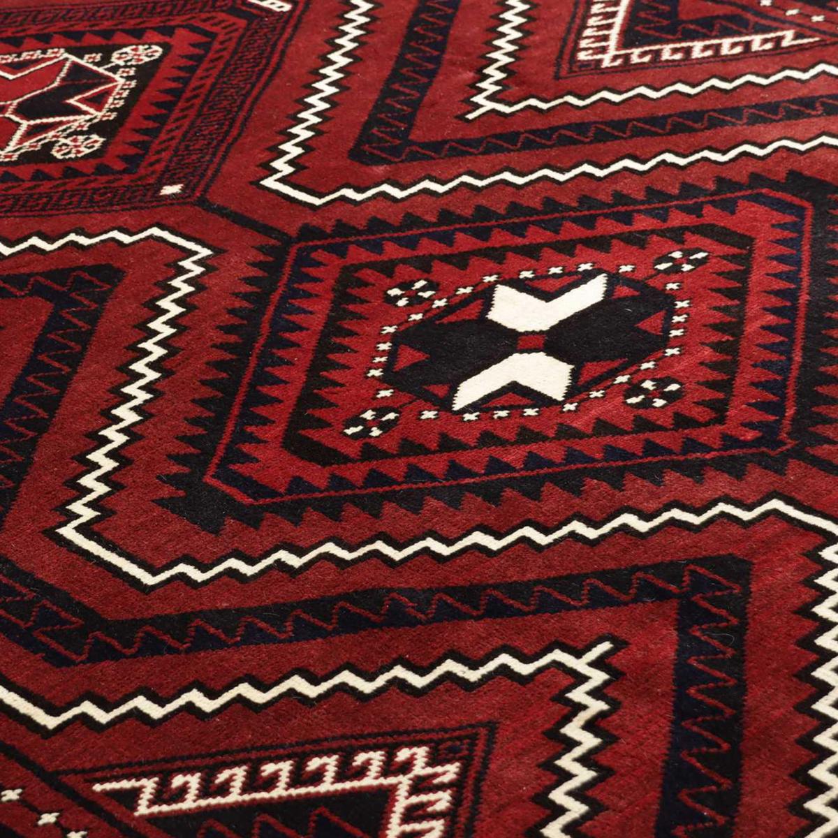 Tapis salon géométrique, noué main en laine artisanale, LORI 6 bordeaux, crème, noir, UN AMOUR DE TAPIS