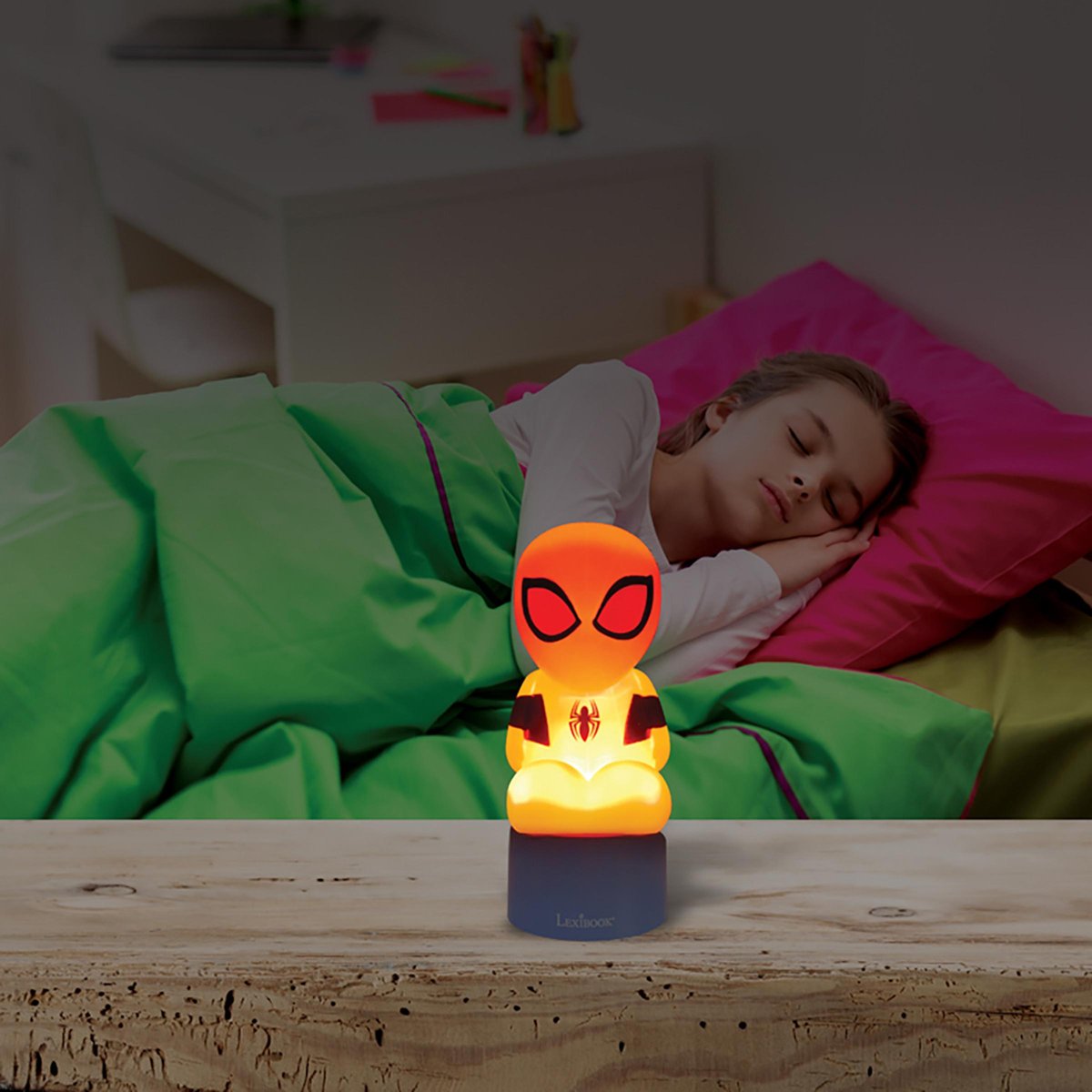 Enceinte Bluetooth veilleuse Spiderman rouge, LEXIBOOK