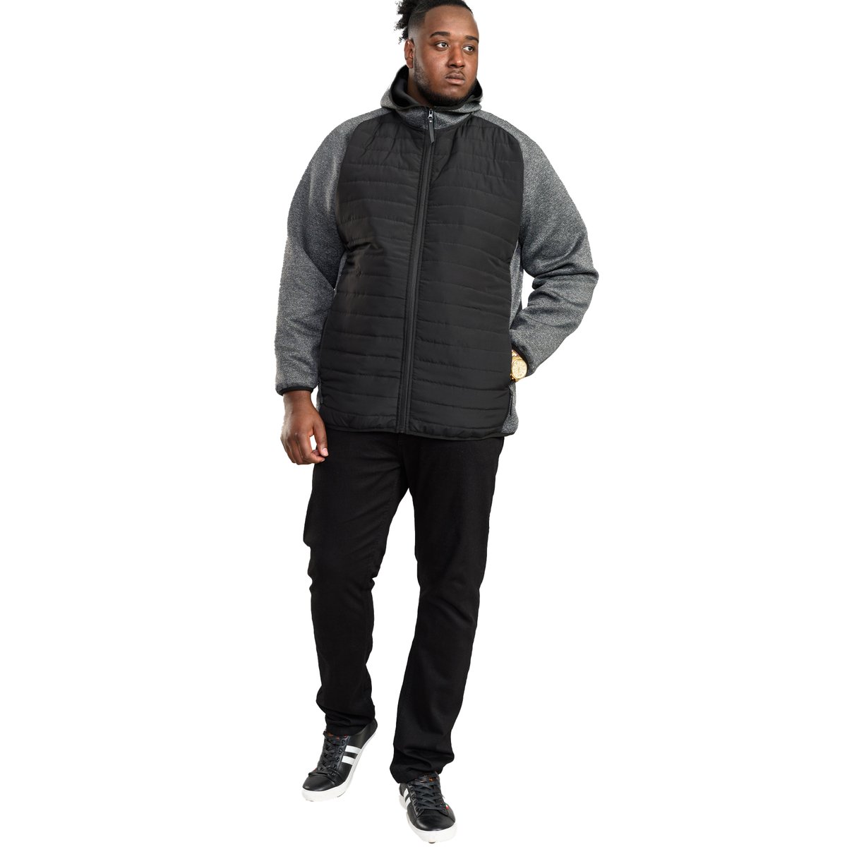 Veste matelassée à capuche HIGHAMPTON noir / gris charbon, DUKE