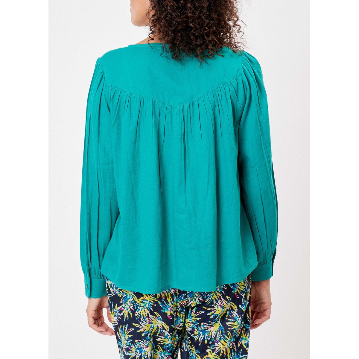 Blouse ample coton bio SVANA vert porcelaine, LA FIANCÉE