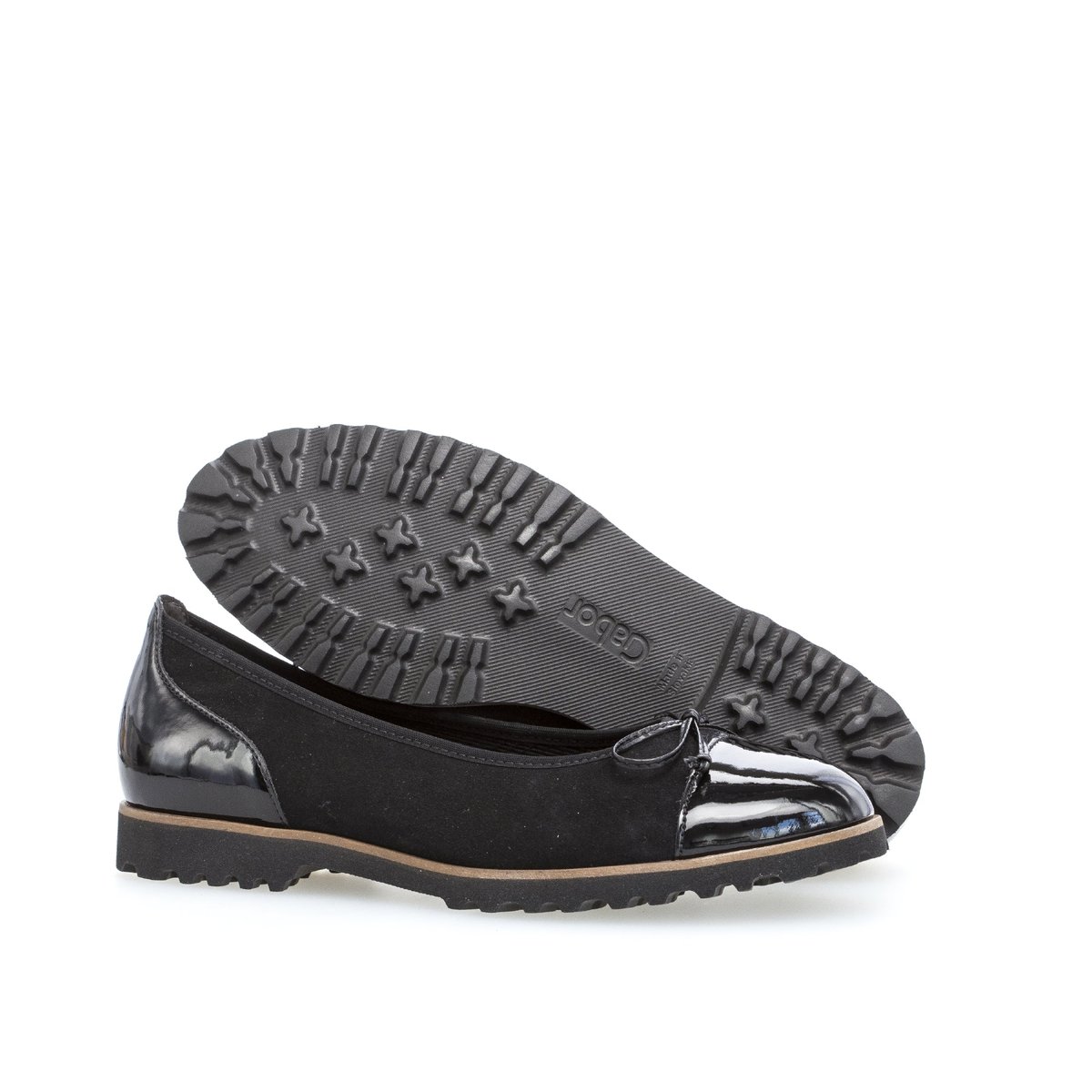 Ballerines en cuir à talon décroché noir, GABOR