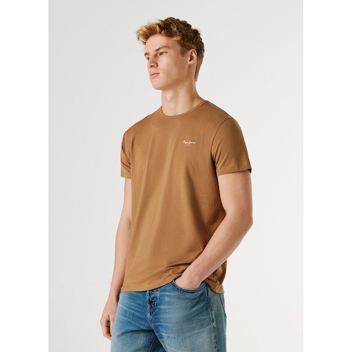 T-shirt manches courtes ORIGINAL BASIC camel, PEPE JEANS