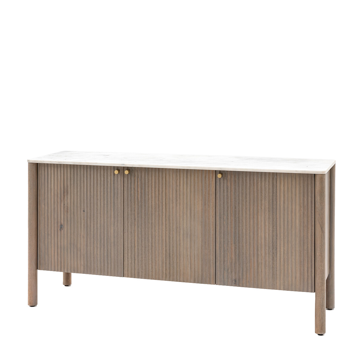 Manor Ribbed Wood 3 Door Sideboard with Marble Top grey, ÉDITÉ