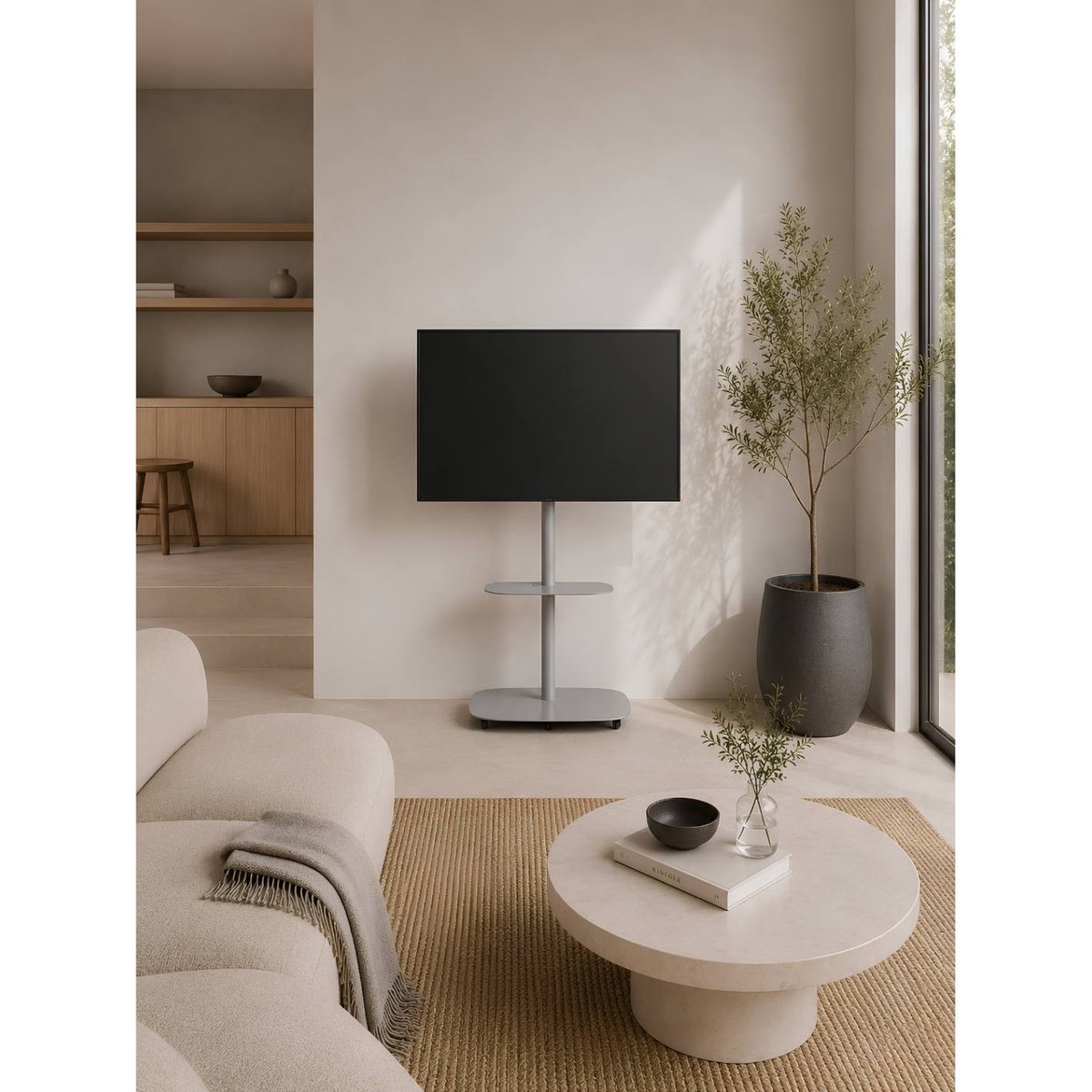 Support TV sur roulettes 27–65'', MOVI gris, DON HIERRO