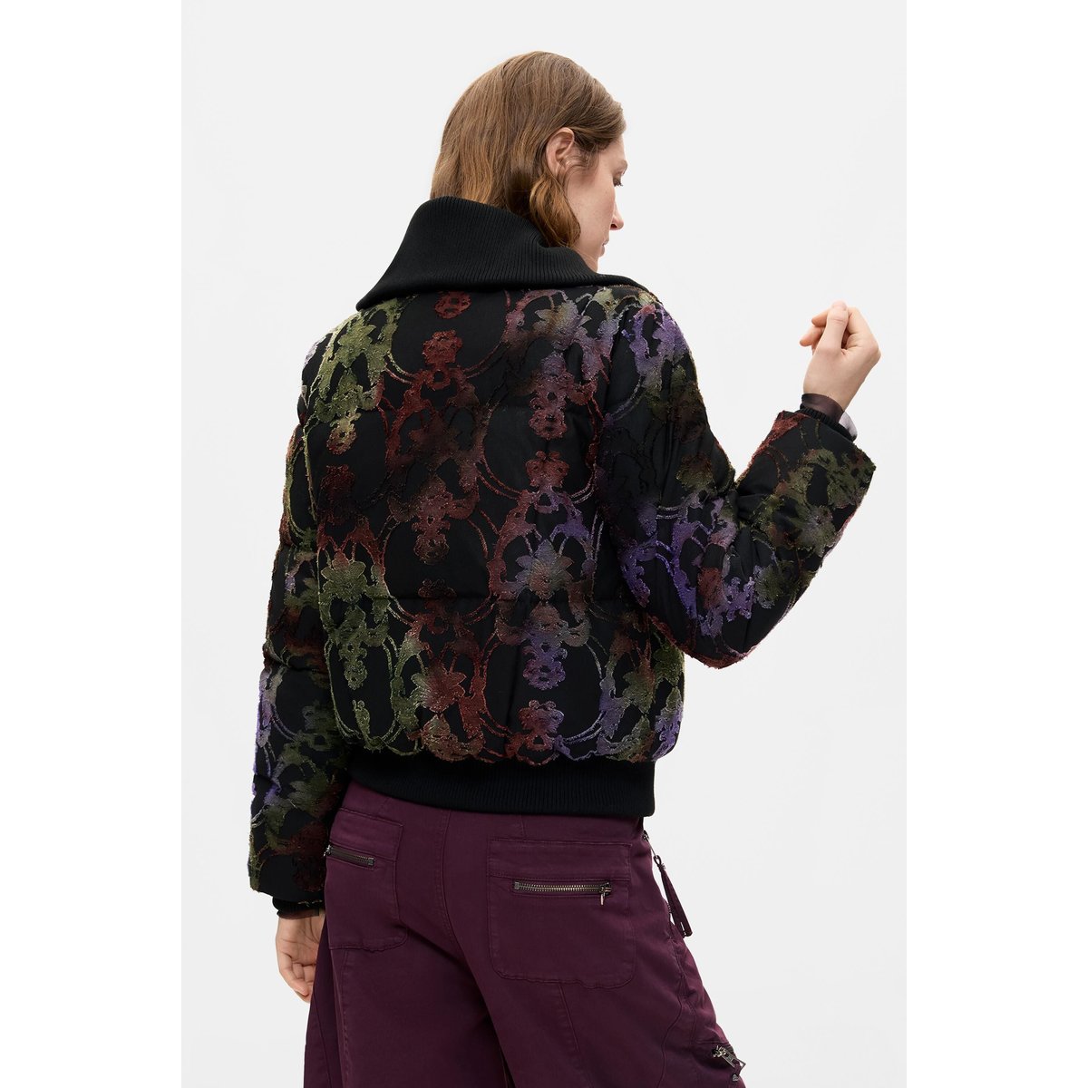 Manteau matelassé court noir, DESIGUAL